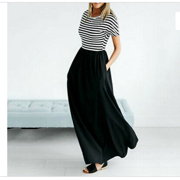 Flamingo Urban Dresses & Skirts - Flamingo Urban Olive Stripe Maxi w Pockets Dress